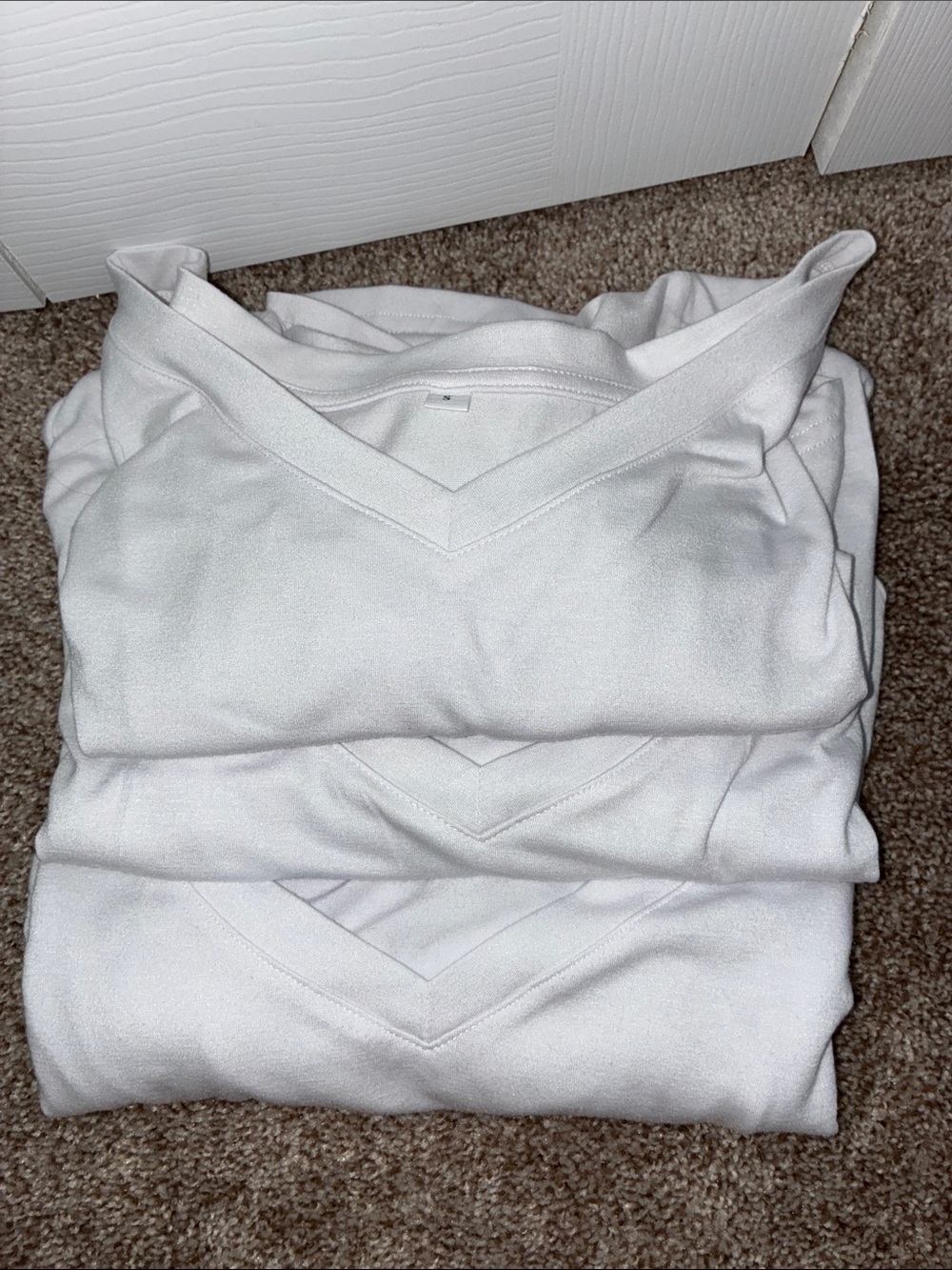 Three Classic V-Neck Short Sleeve Women's Top - White